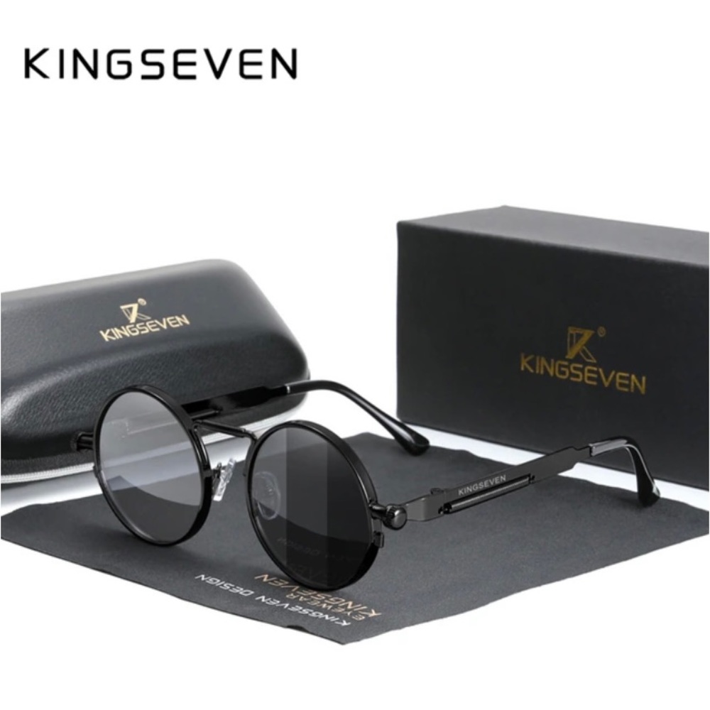 KINGSEVEN Gothic Steampunk Polarized Designer Vintage Round Metal Frame …